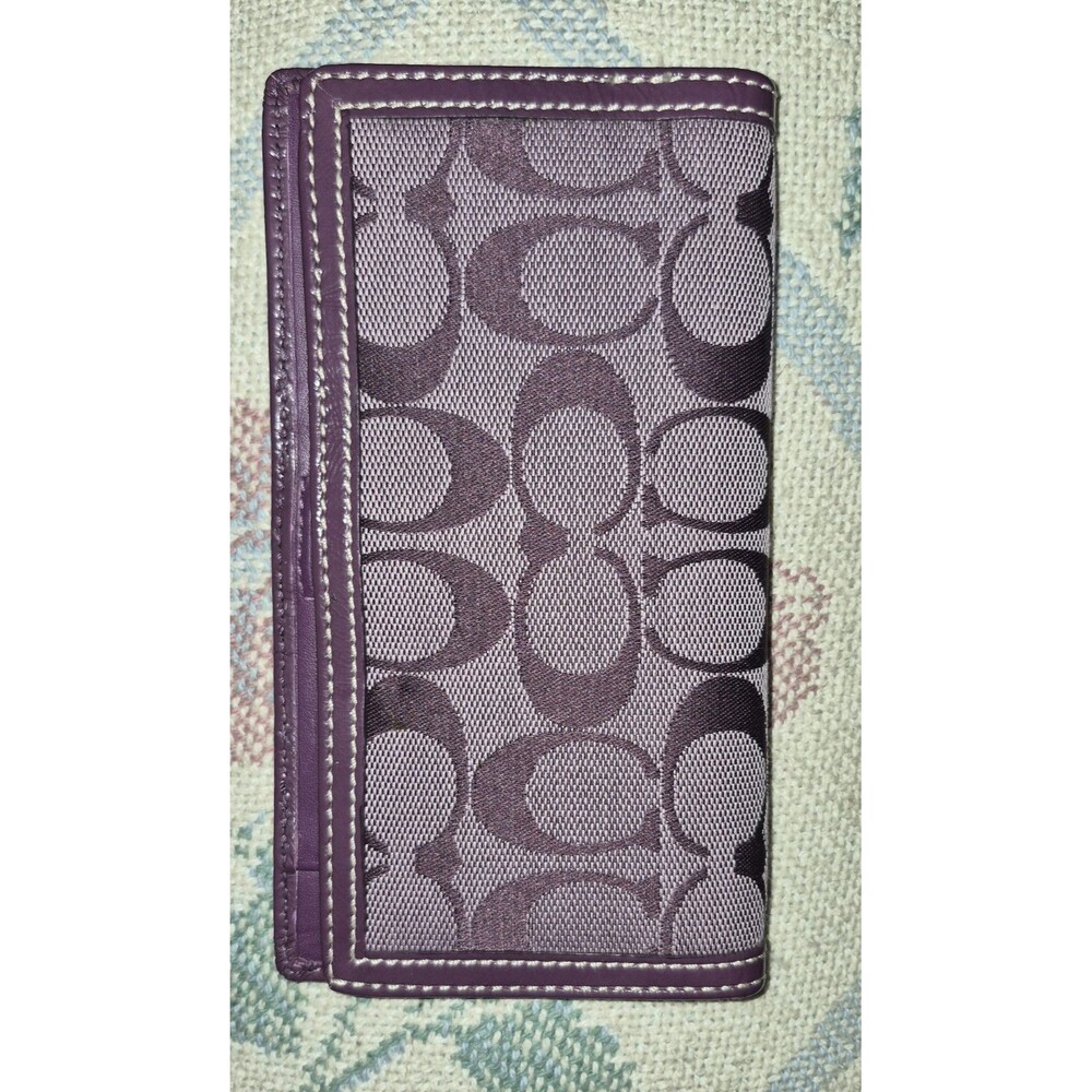 Coach Signature C Logo Vintage Checkbook Holder Cover Purple Never Used
